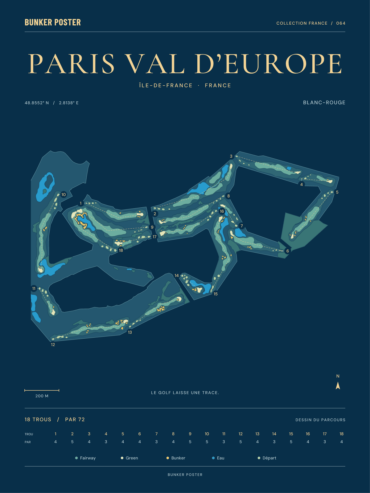 Golf Disneyland — Blanc-Rouge, Sable sur marine, 30 × 40 cm