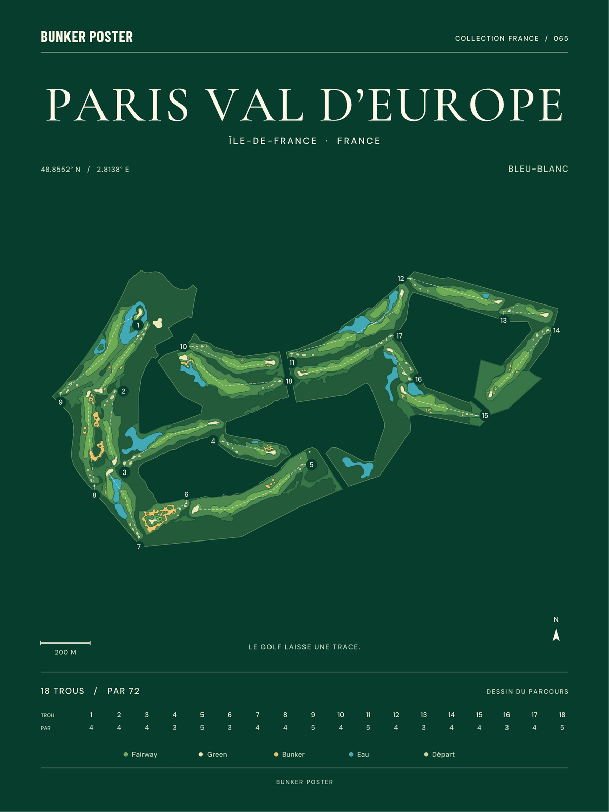 Golf Disneyland — Bleu-Blanc, Vert club, 30 × 40 cm