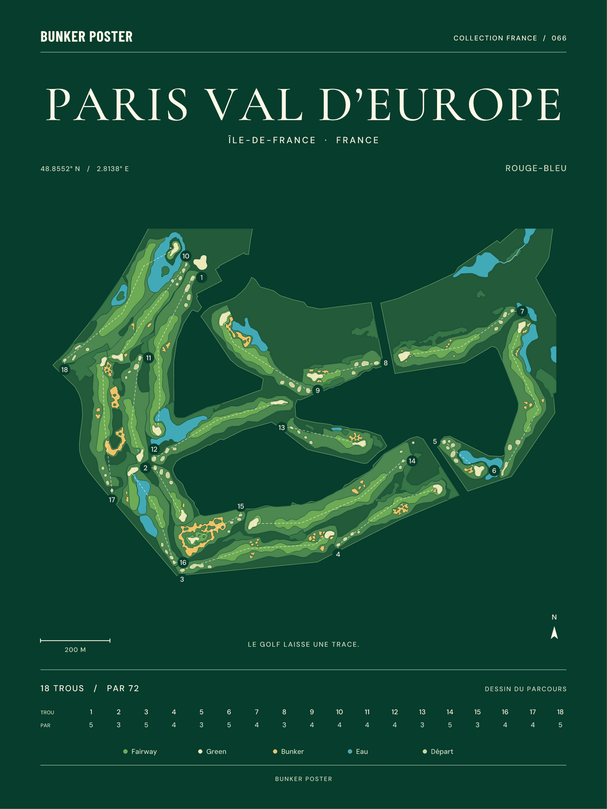Golf Disneyland — Rouge-Bleu, Vert club, 30 × 40 cm