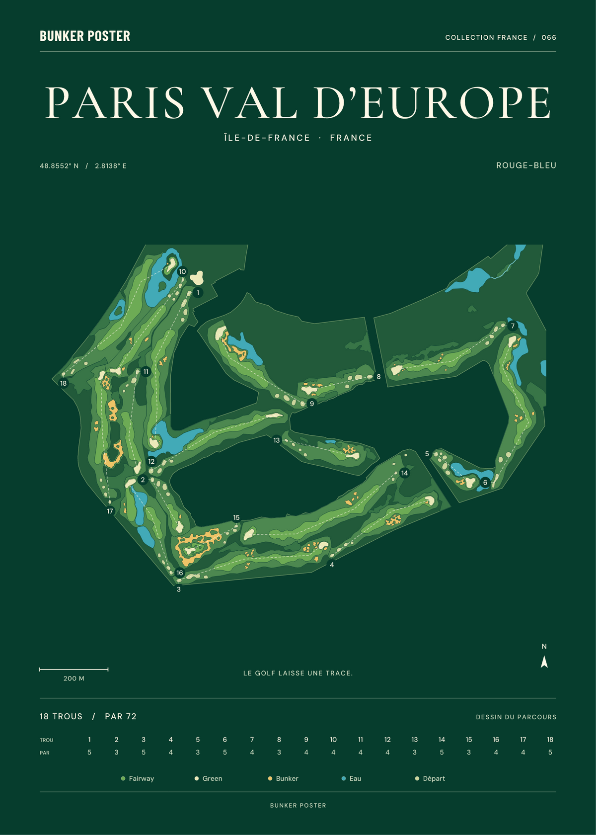 Golf Disneyland — Rouge-Bleu, Vert club, 50 × 70 cm