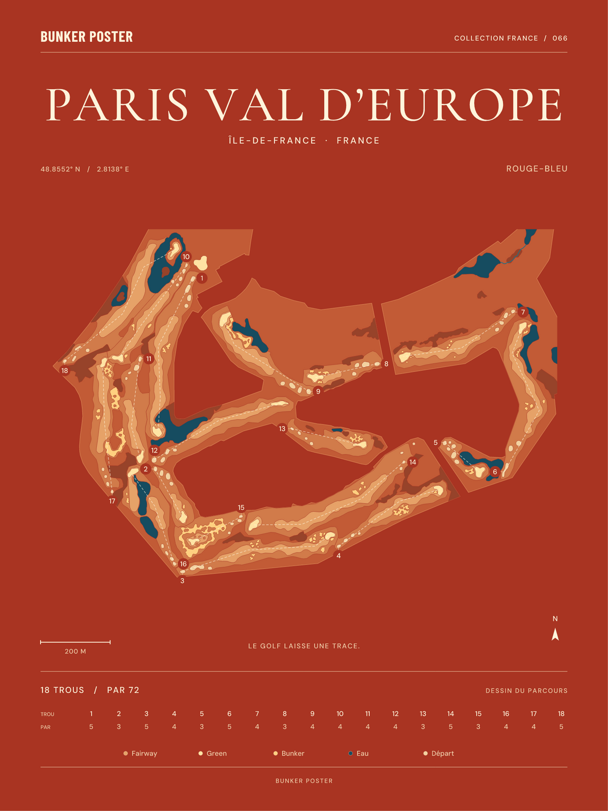 Golf Disneyland — Rouge-Bleu, Terre cuite, 30 × 40 cm
