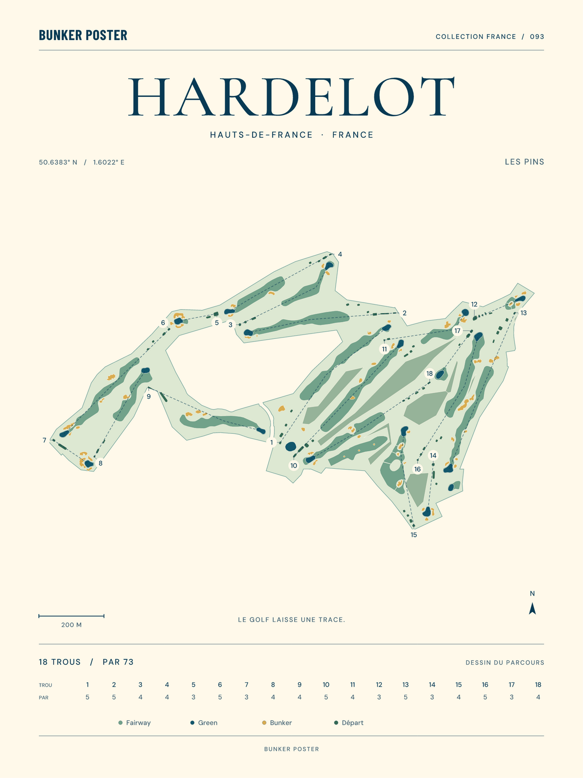 Golf d’Hardelot — Les Pins, Marine sur sable, 30 × 40 cm