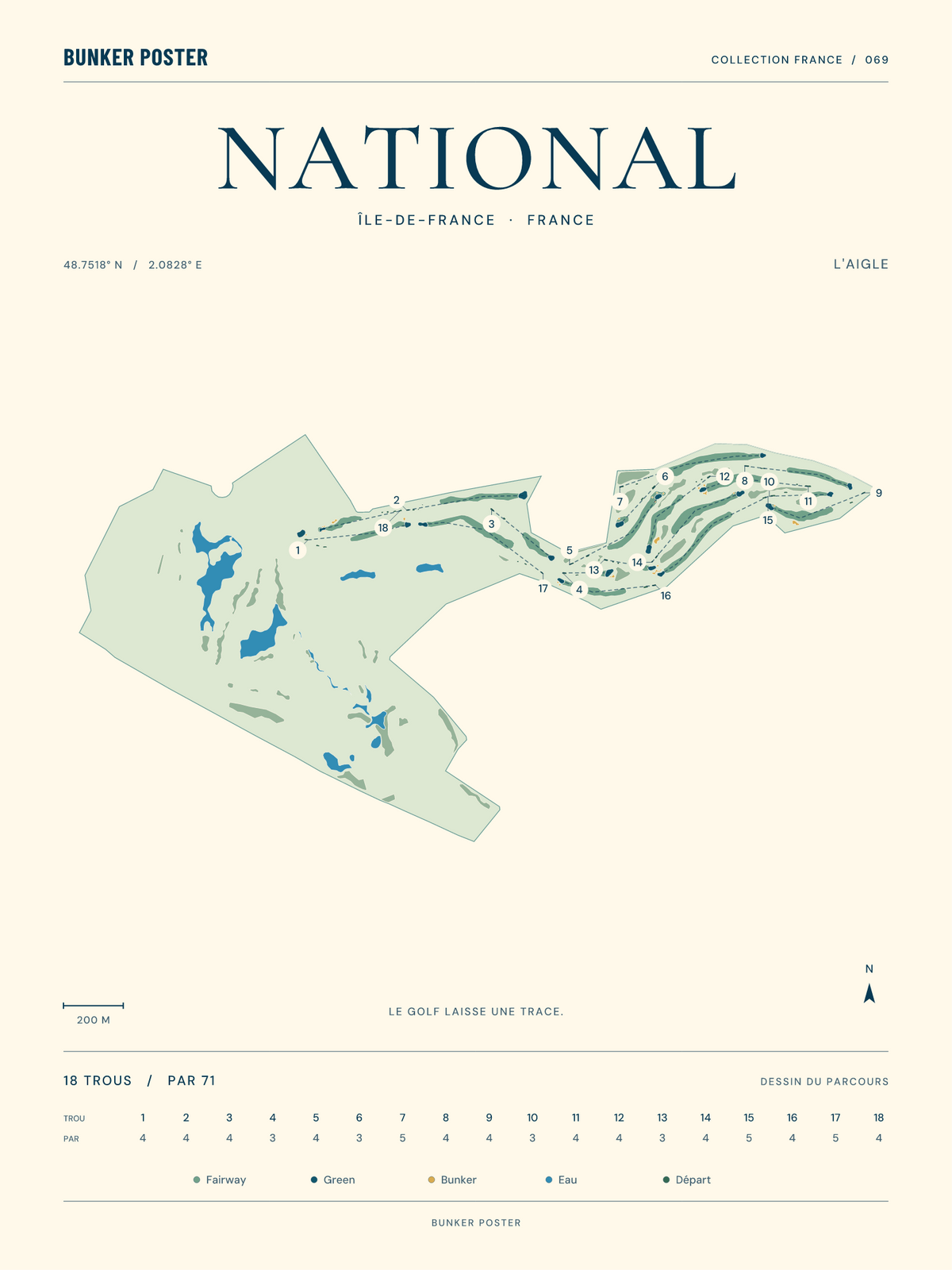 Golf National — L'Aigle, Marine sur sable, 30 × 40 cm
