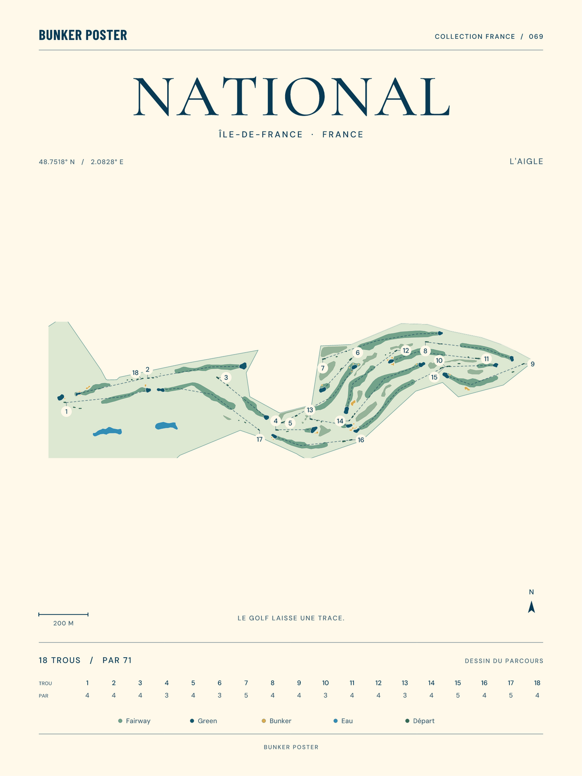 Golf National — L'Aigle, Marine sur sable, 30 × 40 cm