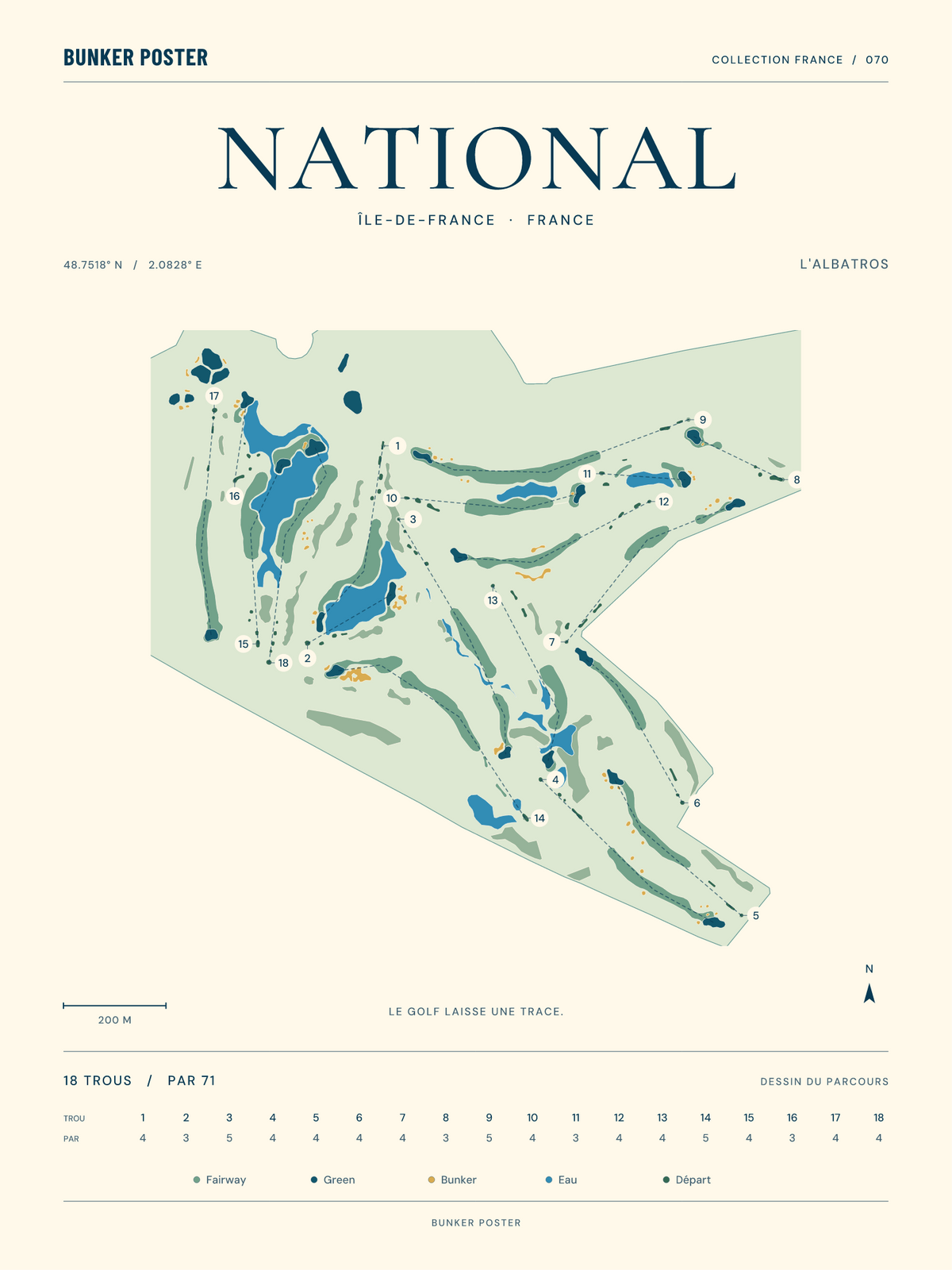 Golf National — L'Albatros, Marine sur sable, 30 × 40 cm
