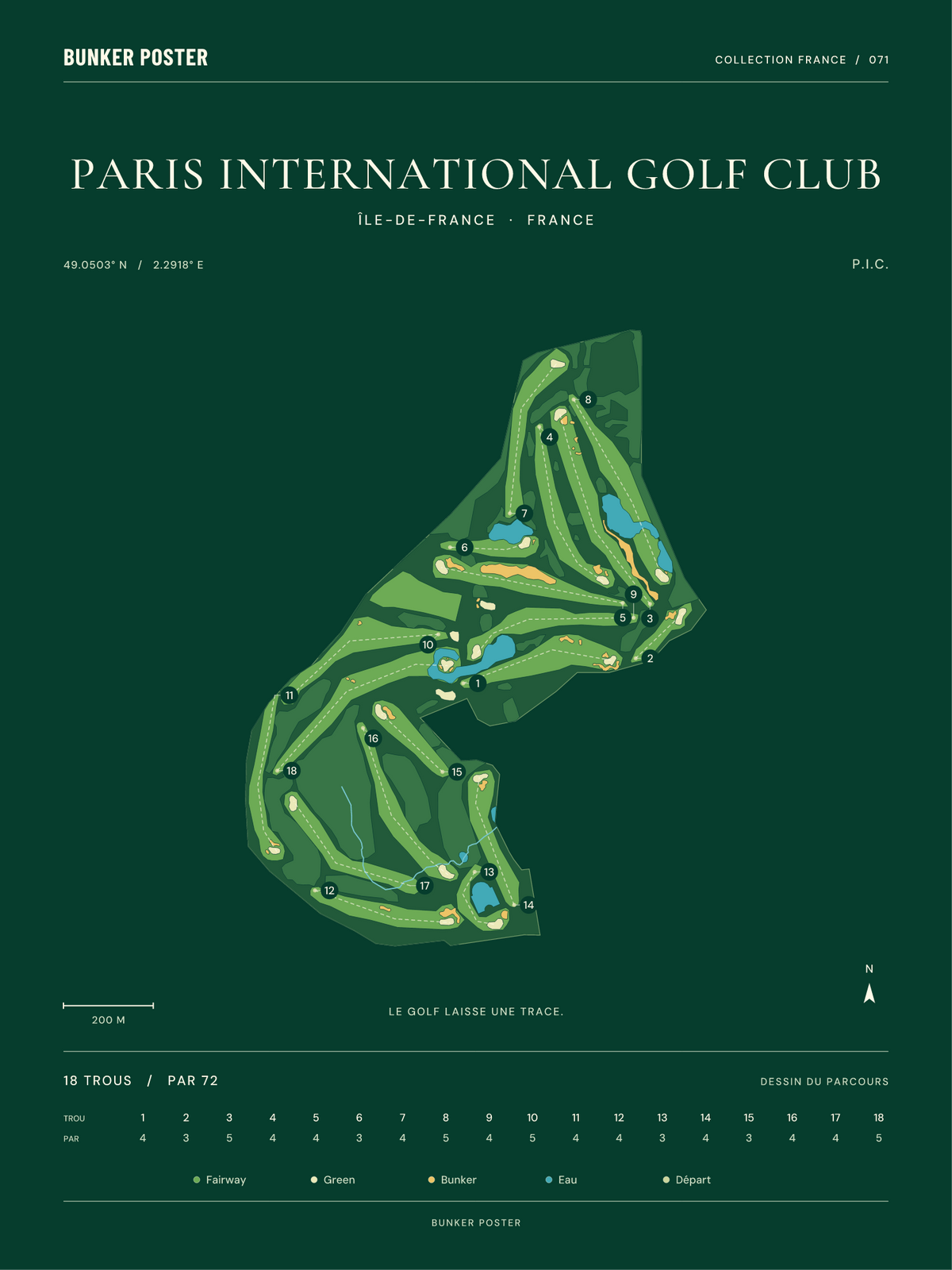 Paris International Golf Club — P.I.C., Vert club, 30 × 40 cm