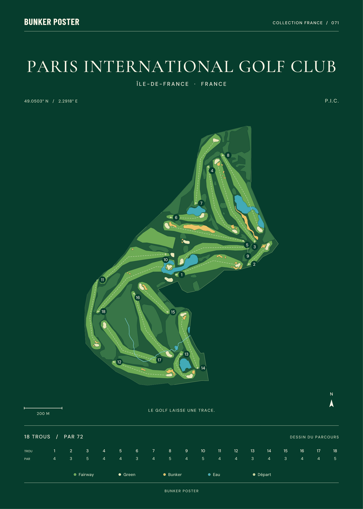 Paris International Golf Club — P.I.C., Vert club, 50 × 70 cm