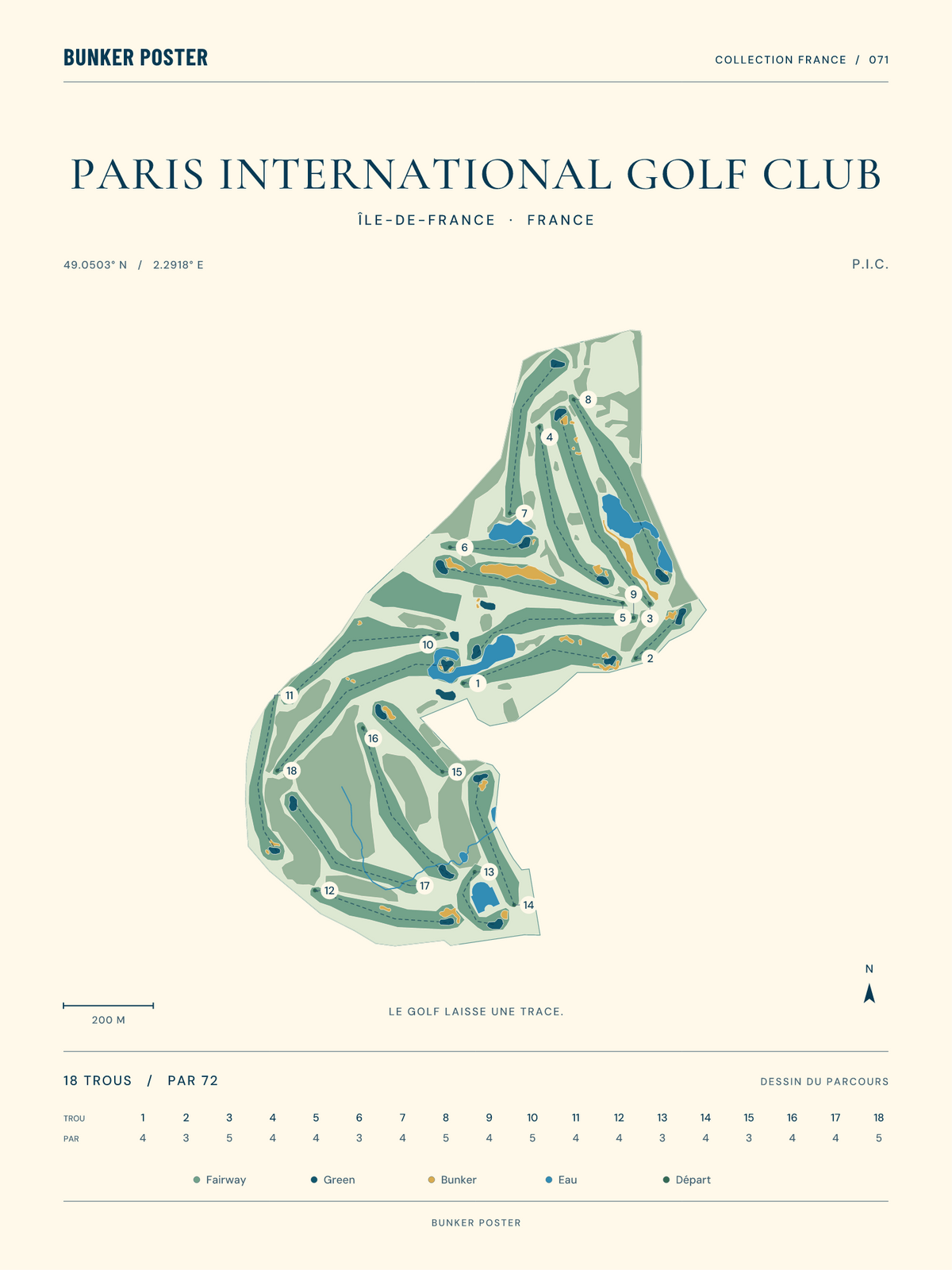 Paris International Golf Club — P.I.C., Marine sur sable, 30 × 40 cm