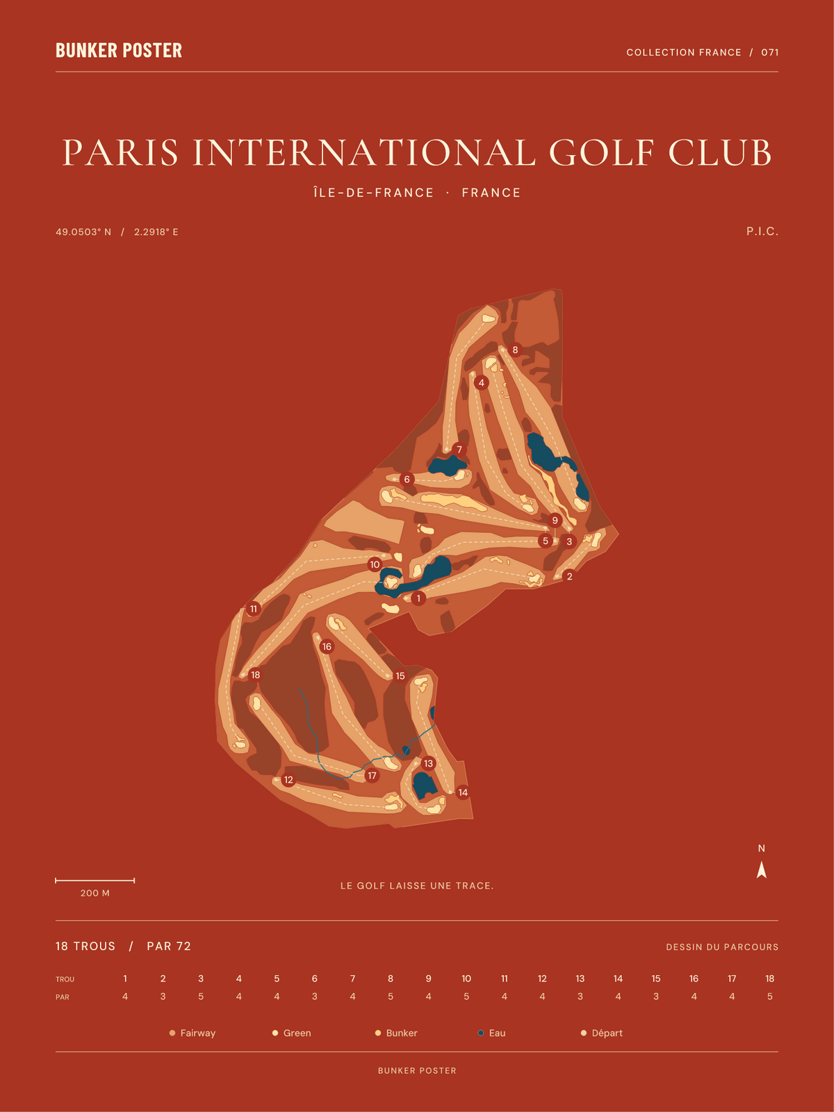 Paris International Golf Club — P.I.C., Terre cuite, 30 × 40 cm