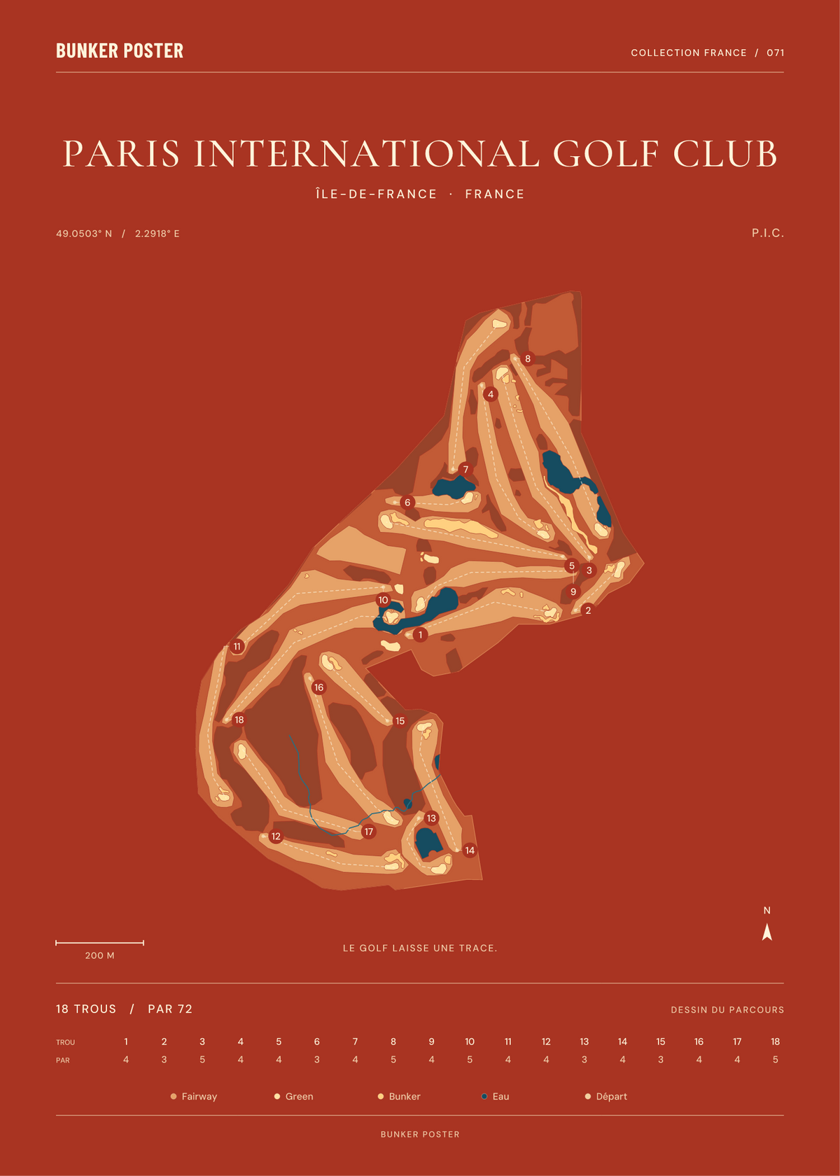 Paris International Golf Club — P.I.C., Terre cuite, 50 × 70 cm