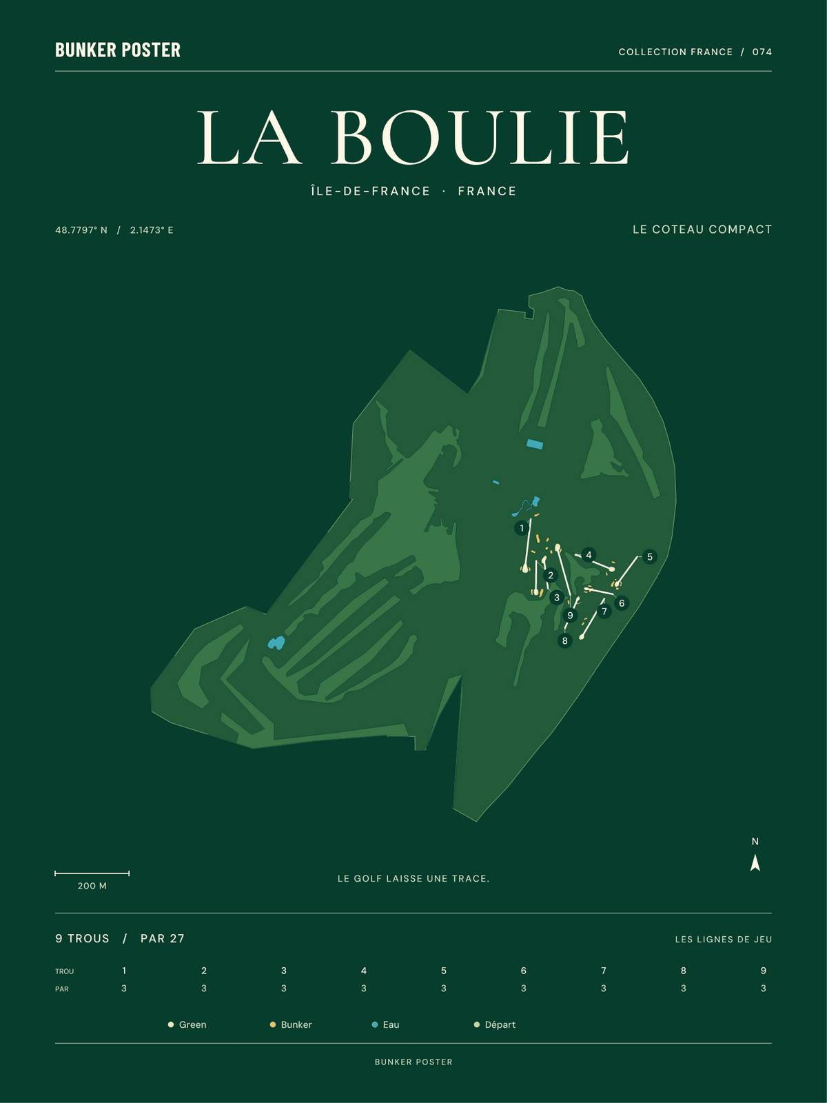 Racing Club de France - Golf de la Boulie — Le Coteau Compact, Vert club, 30 × 40 cm