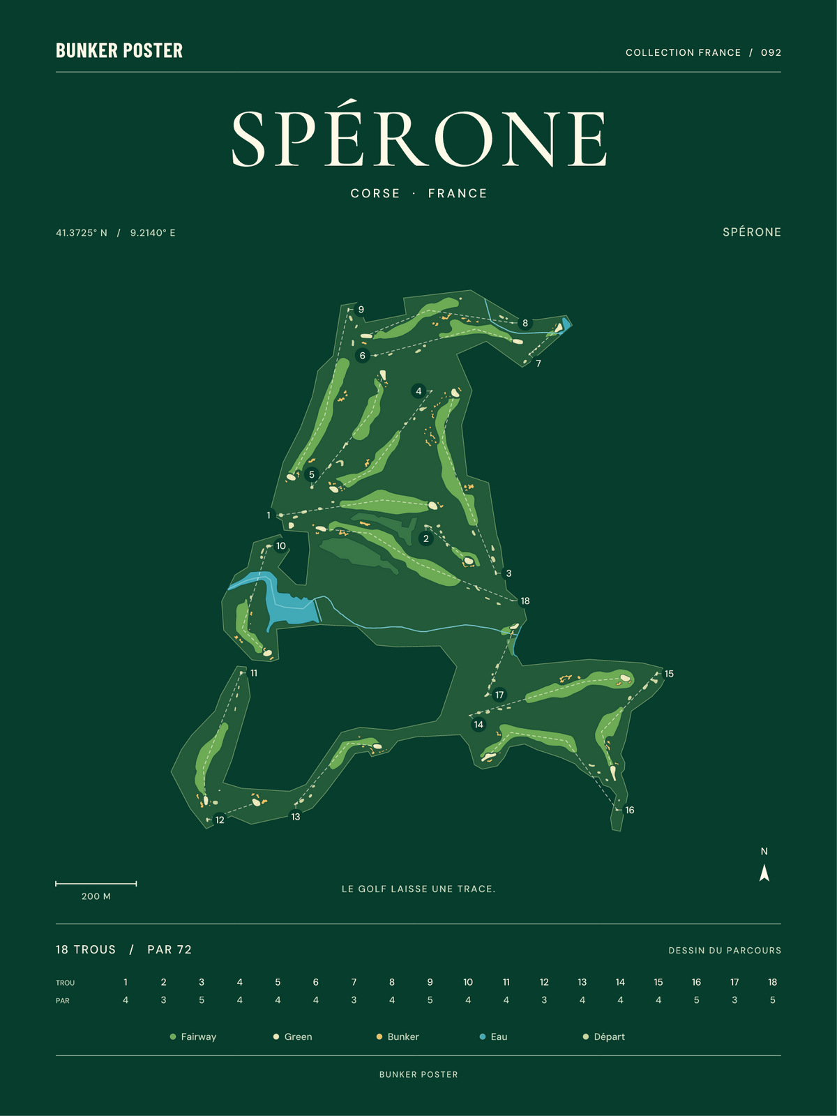Golf de Spérone — Spérone, Vert club, 30 × 40 cm