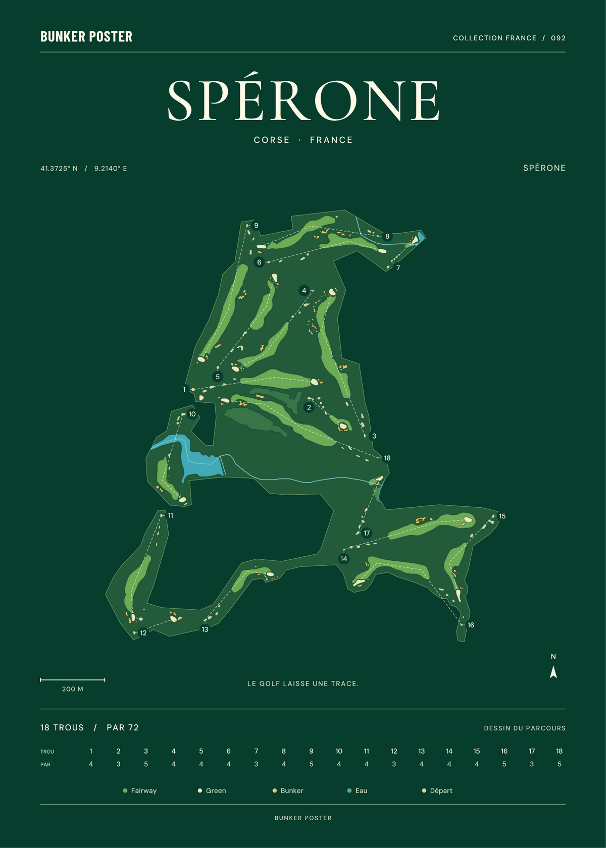 Golf de Spérone — Spérone, Vert club, 50 × 70 cm