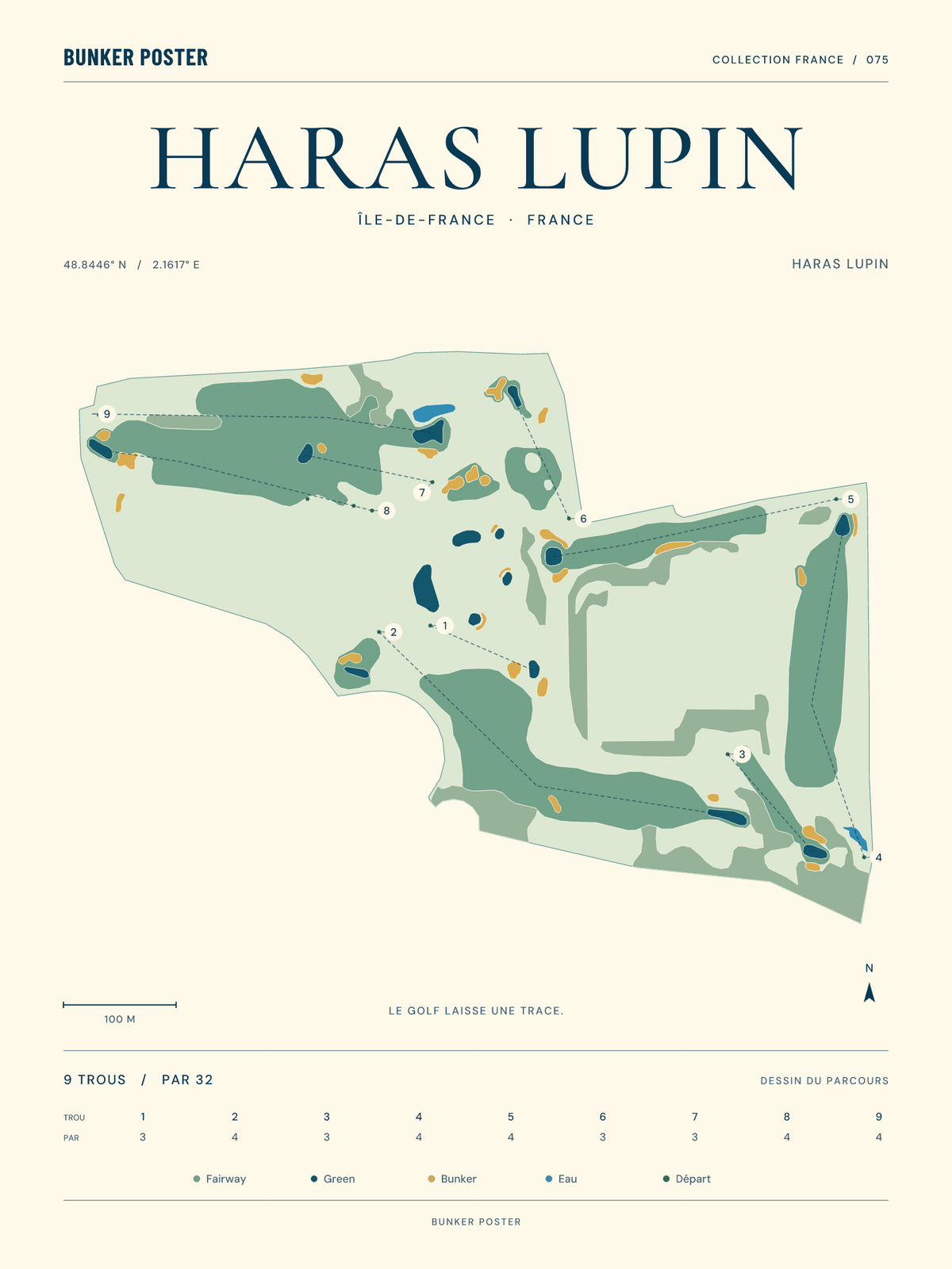 Golf du Haras Lupin — Haras Lupin, Marine sur sable, 30 × 40 cm