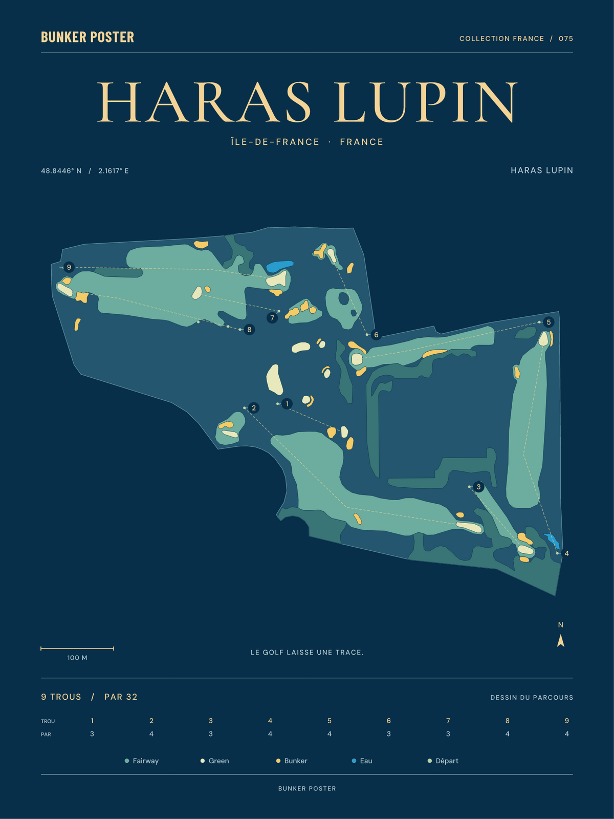 Golf du Haras Lupin — Haras Lupin, Sable sur marine, 30 × 40 cm