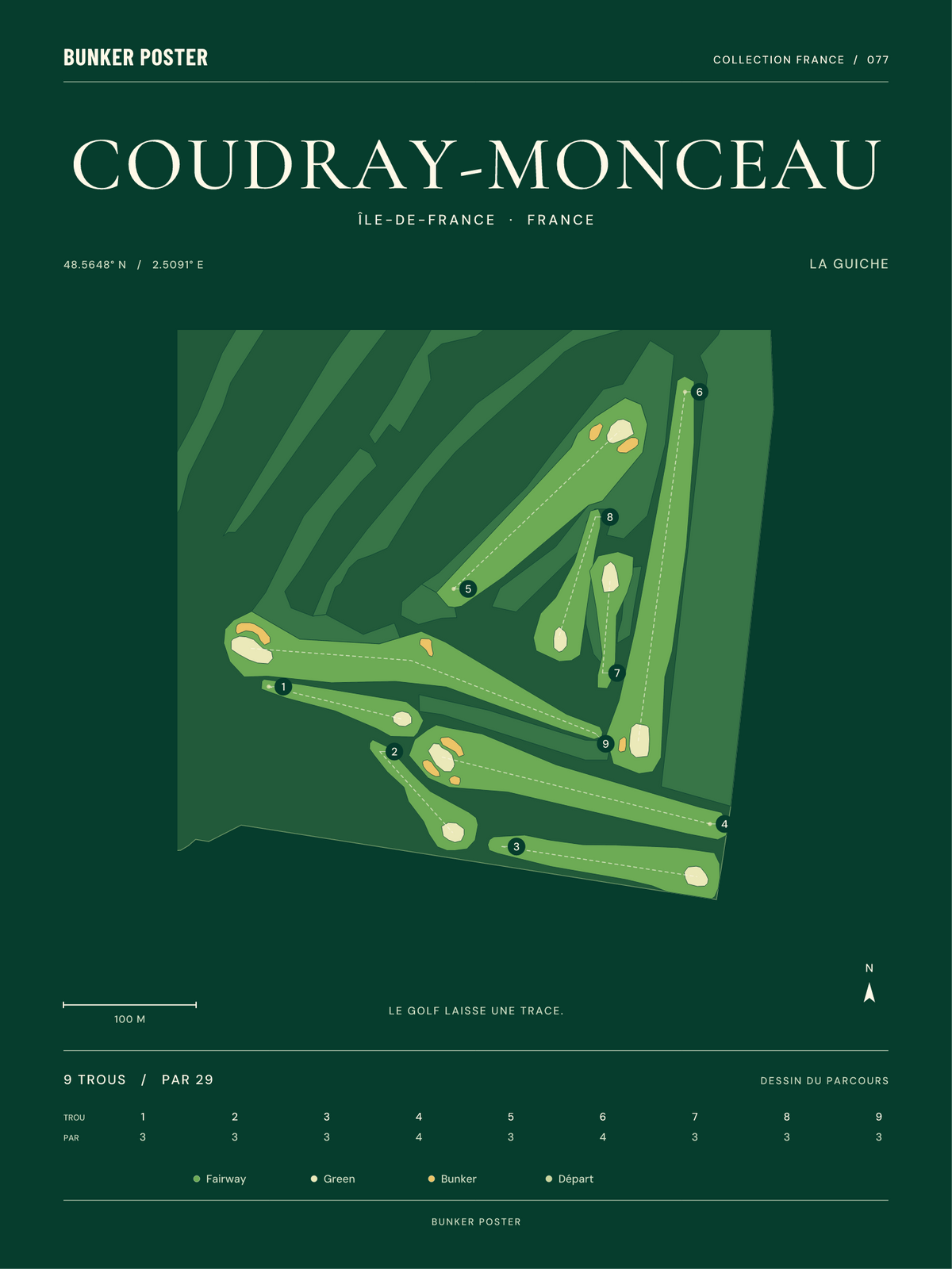 Golf du Coudray-Monceau — La Guiche, Vert club, 30 × 40 cm