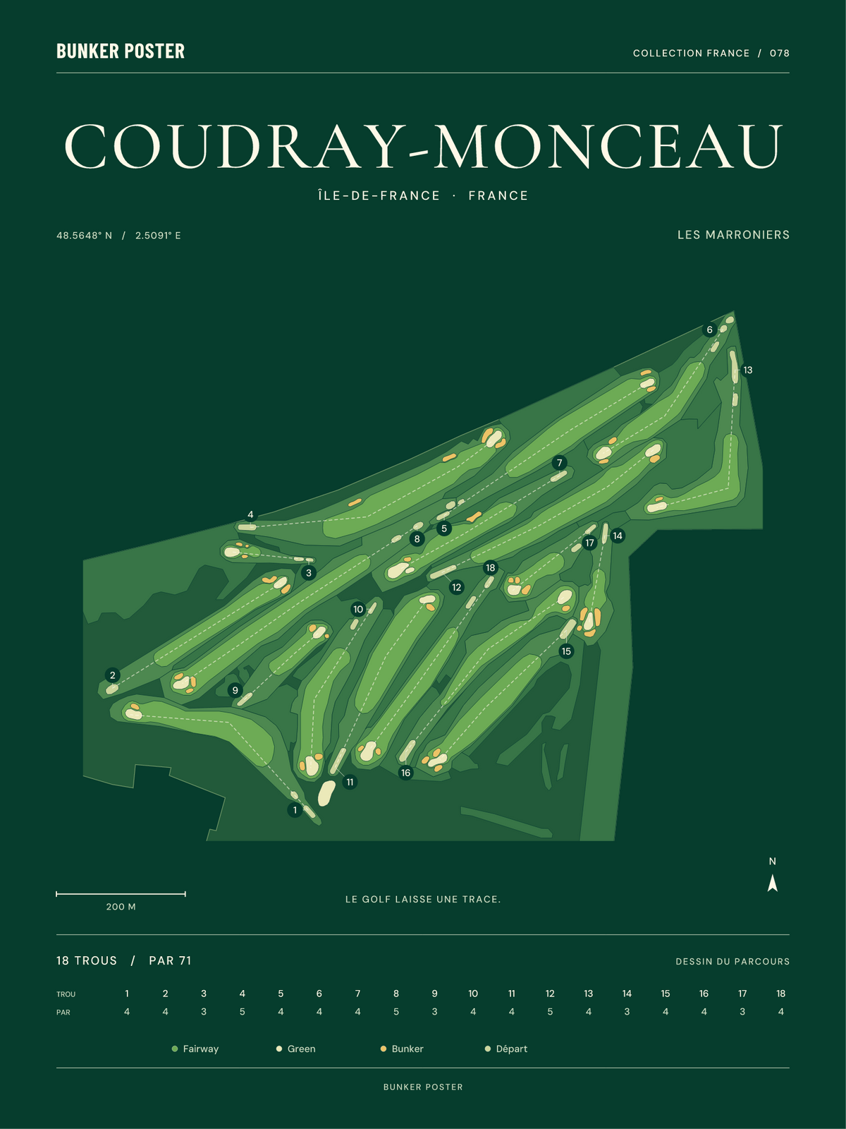 Golf du Coudray-Monceau — Les Marroniers, Vert club, 30 × 40 cm
