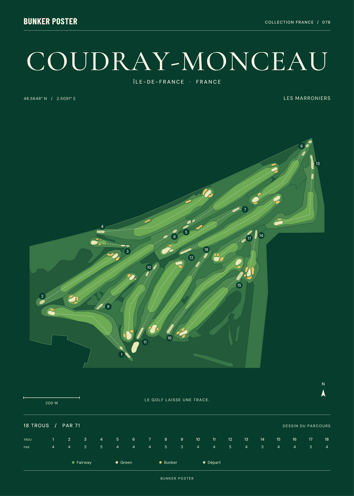 Golf du Coudray-Monceau — Les Marroniers, Vert club, 50 × 70 cm