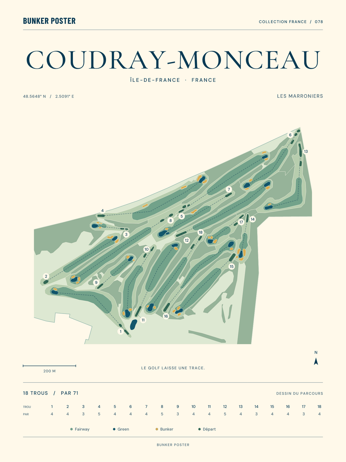 Golf du Coudray-Monceau — Les Marroniers, Marine sur sable, 30 × 40 cm