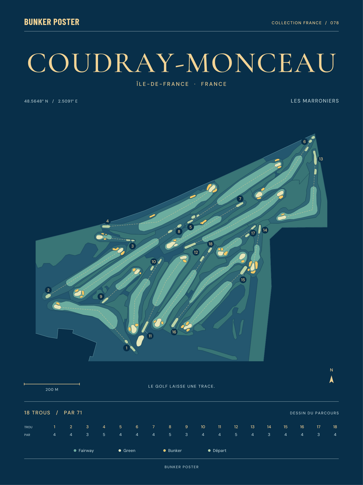Golf du Coudray-Monceau — Les Marroniers, Sable sur marine, 30 × 40 cm