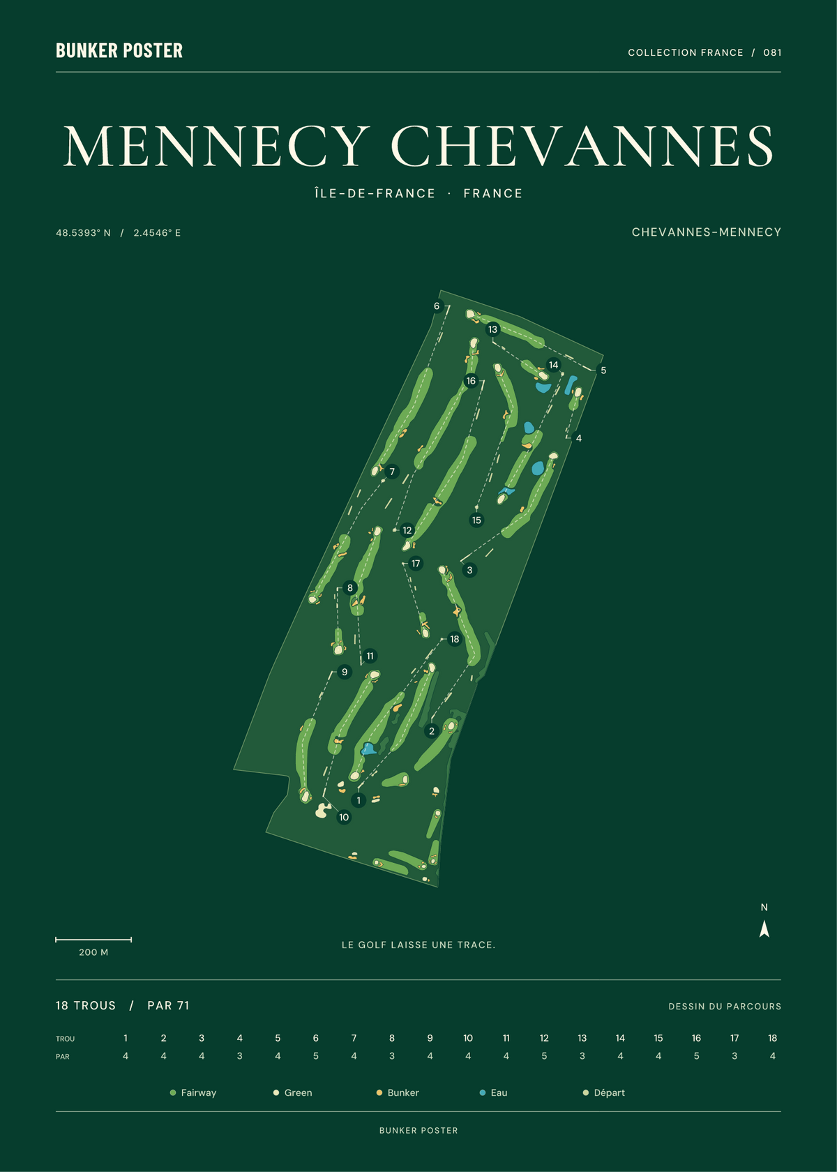 Golf de Mennecy Chevannes — Chevannes-Mennecy, Vert club, 50 × 70 cm