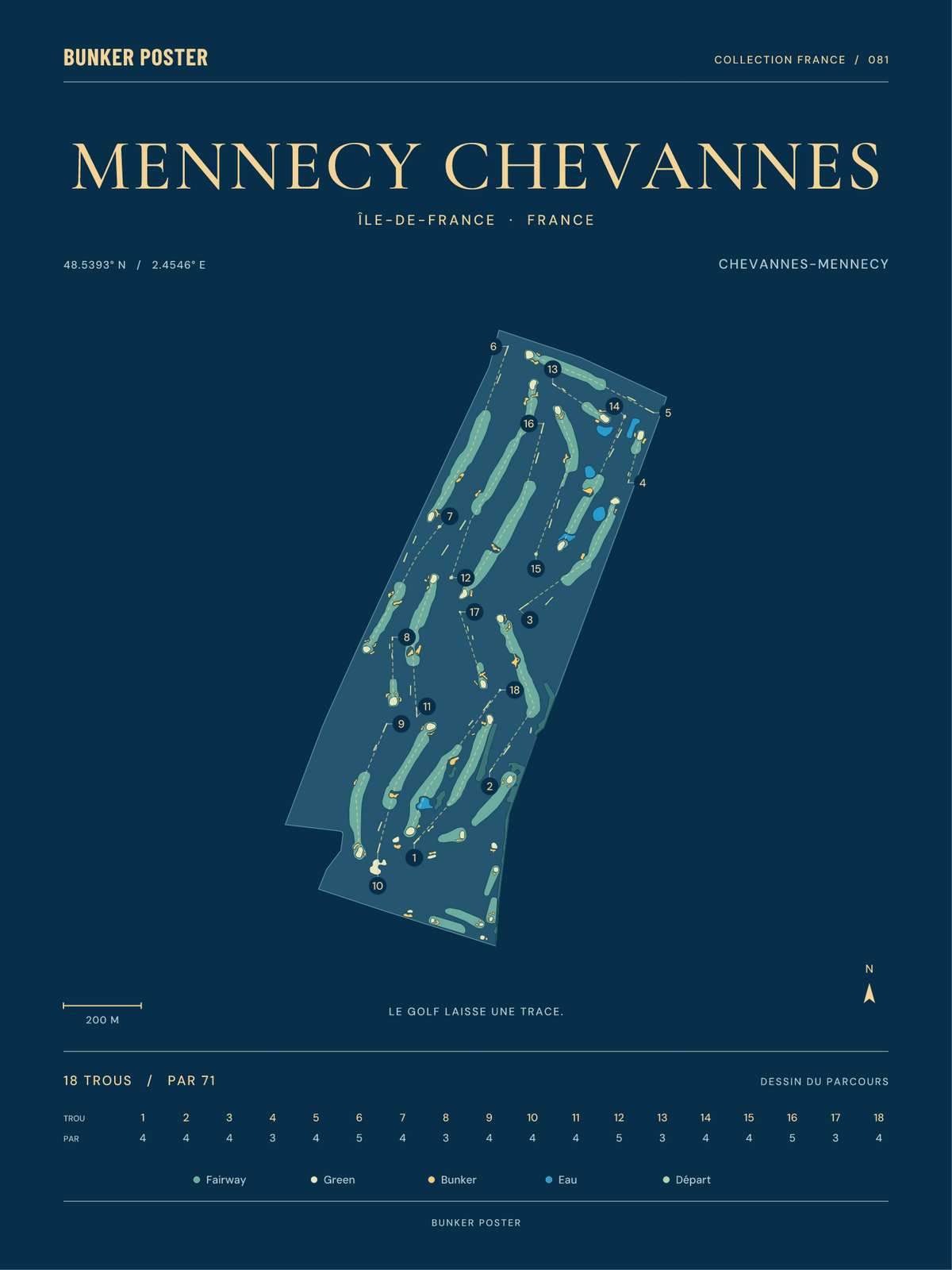 Golf de Mennecy Chevannes — Chevannes-Mennecy, Sable sur marine, 30 × 40 cm