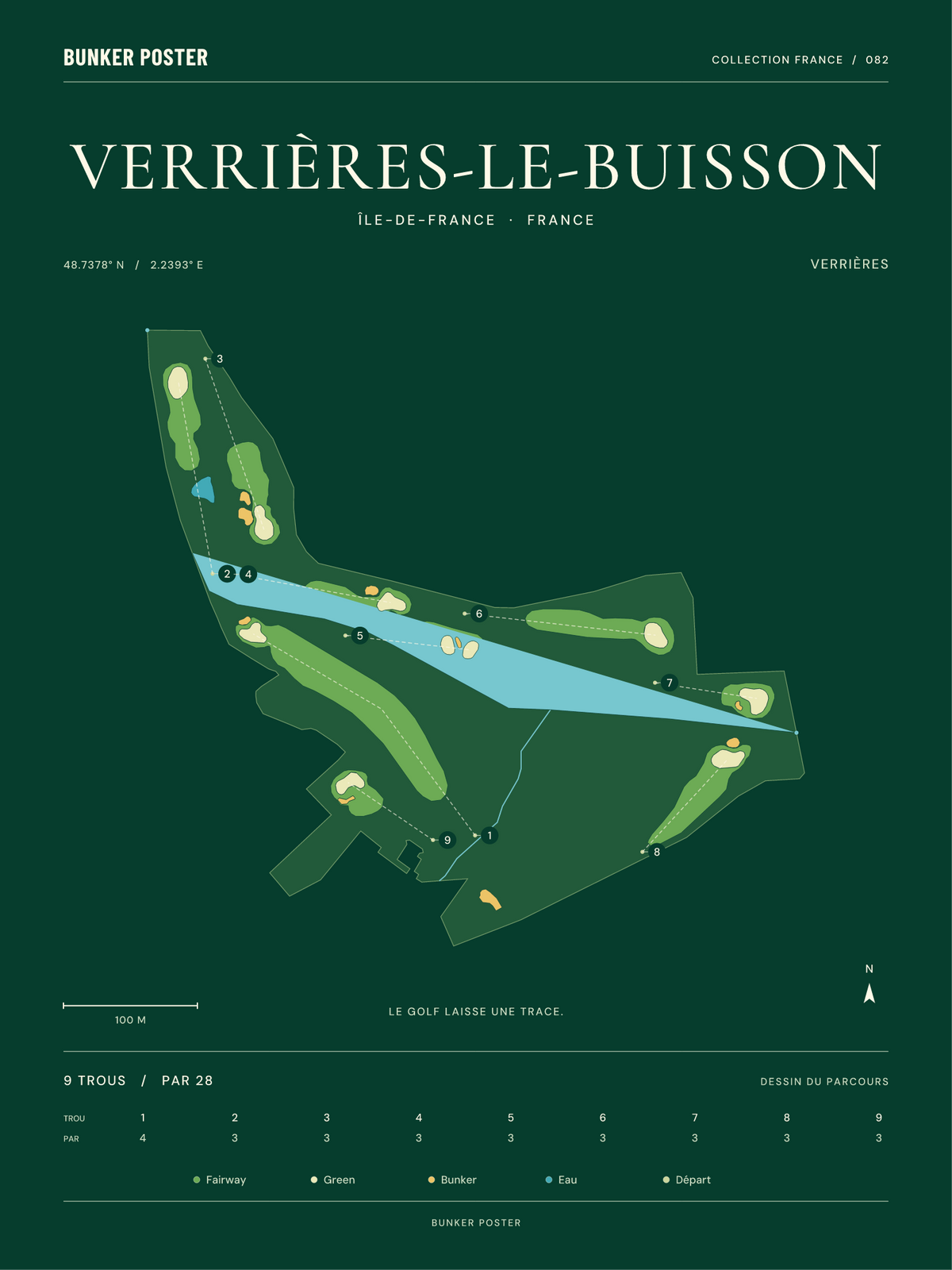 Golf de Verrières-le-Buisson — Verrières, Vert club, 30 × 40 cm