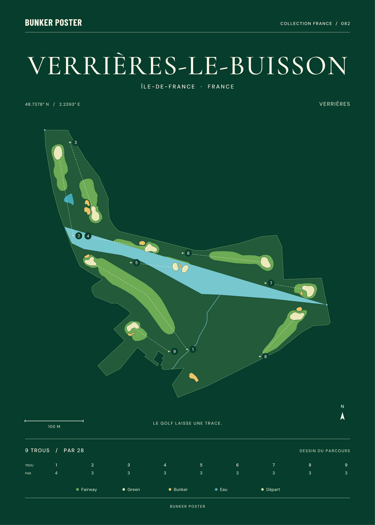Golf de Verrières-le-Buisson — Verrières, Vert club, 50 × 70 cm