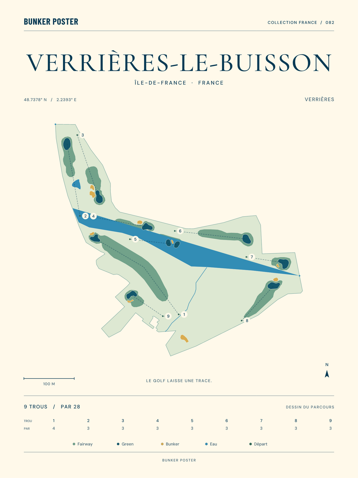 Golf de Verrières-le-Buisson — Verrières, Marine sur sable, 30 × 40 cm