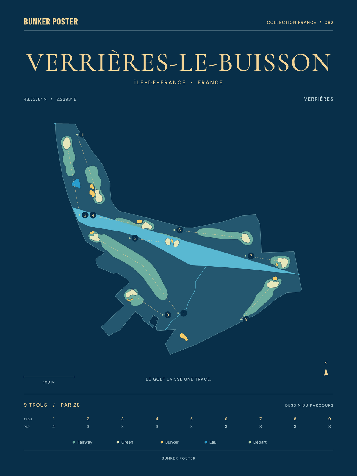 Golf de Verrières-le-Buisson — Verrières, Sable sur marine, 30 × 40 cm