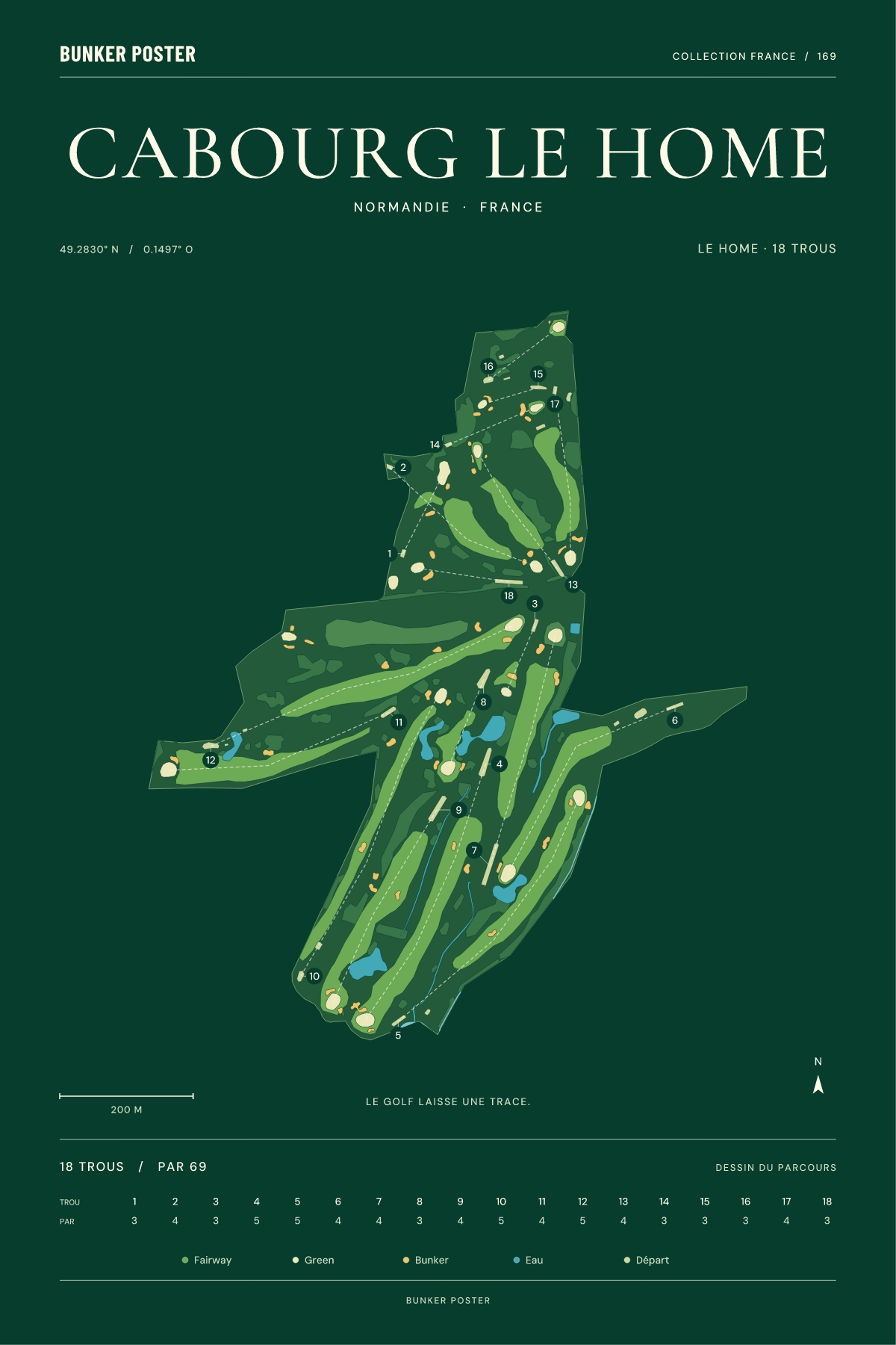 Affiche Golf Club de Cabourg le Home — club — formats 30 × 45 / 40 × 60 / 60 × 90 cm