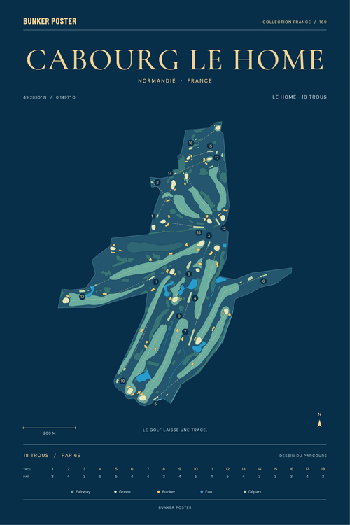 Affiche Golf Club de Cabourg le Home — nuit — formats 30 × 45 / 40 × 60 / 60 × 90 cm