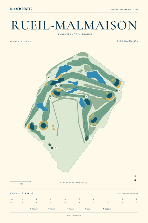 Affiche Golf Bluegreen Rueil-Malmaison — Marine sur sable — formats 30 × 45 / 40 × 60 / 60 × 90 cm
