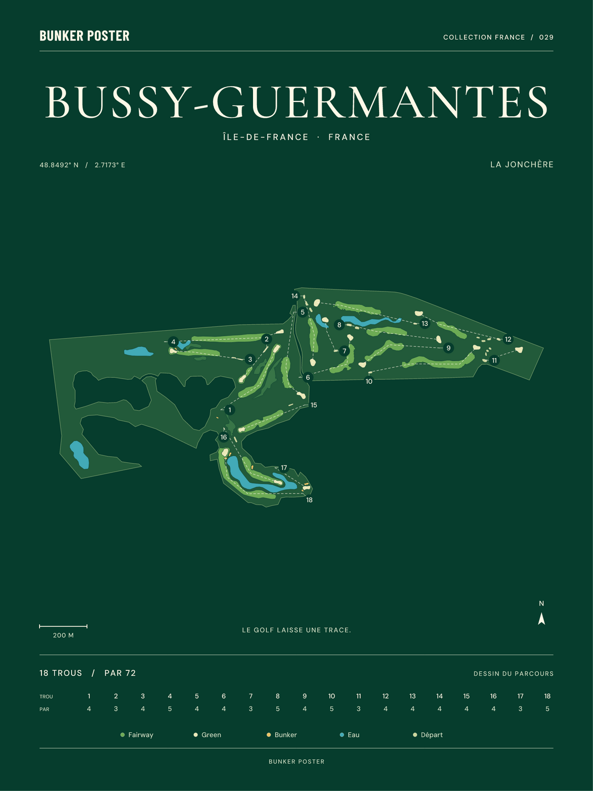 Affiche de Bussy-Guermantes — La Jonchère — Vert club — 30 × 40 cm