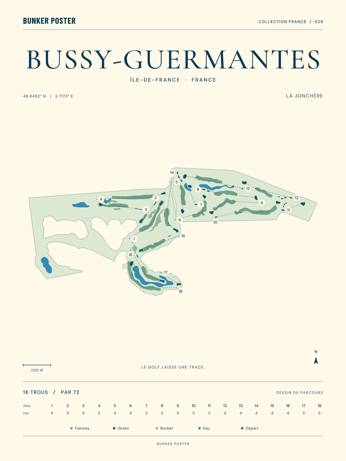 Affiche de Bussy-Guermantes — La Jonchère — Marine sur sable — 30 × 40 cm
