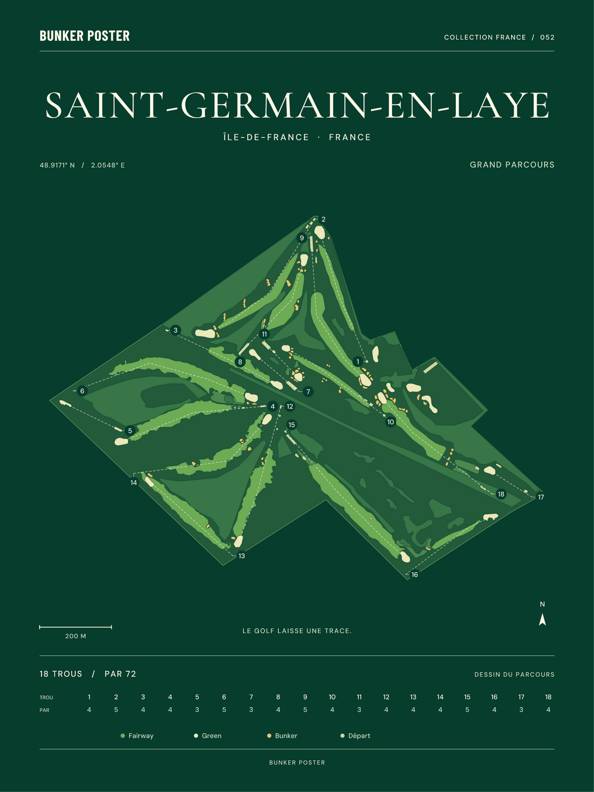 Affiche du Grand Parcours de Saint-Germain-en-Laye — Vert club — 30 × 40 cm