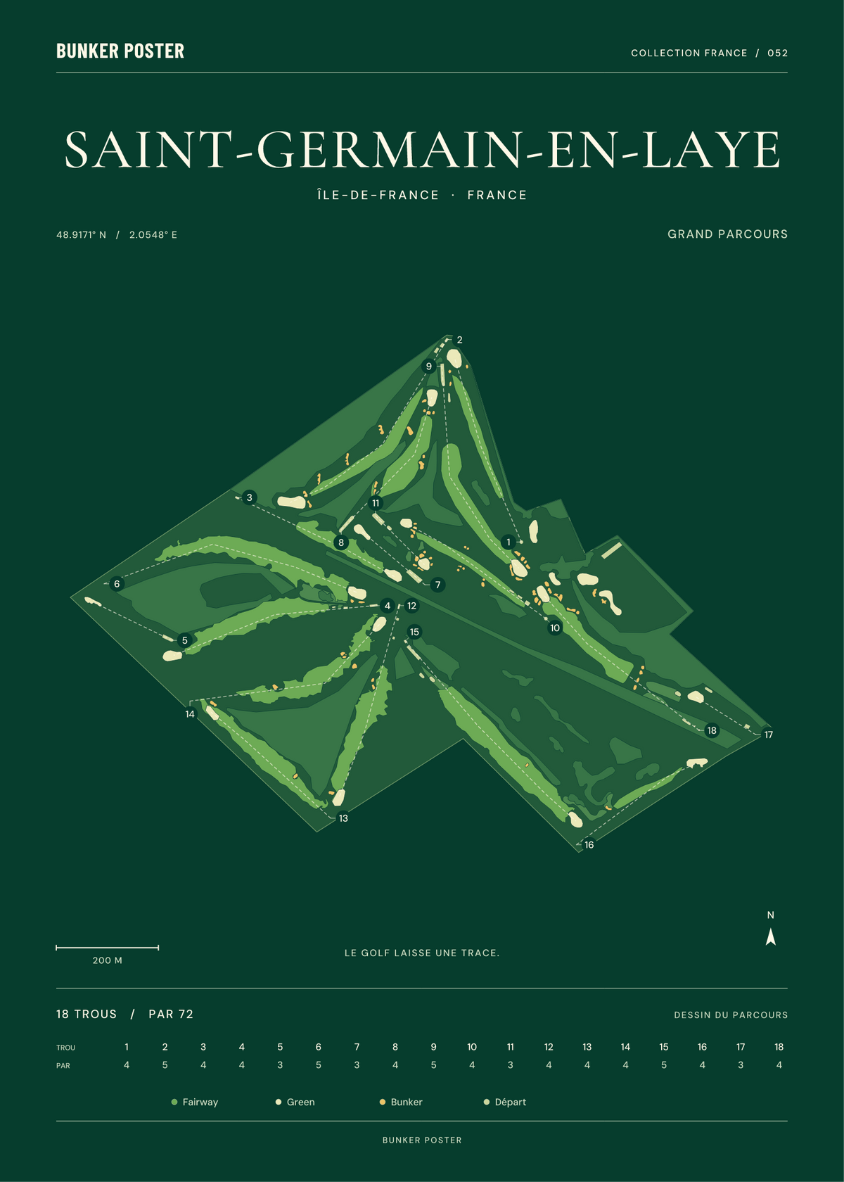 Affiche du Grand Parcours de Saint-Germain-en-Laye — Vert club — 50 × 70 cm