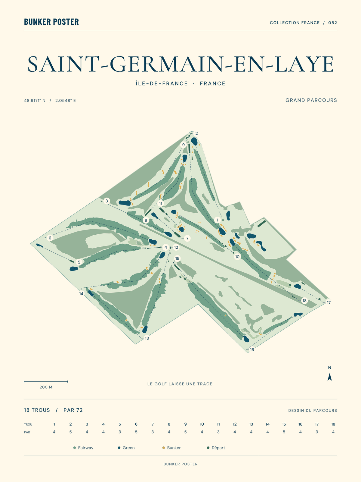 Affiche du Grand Parcours de Saint-Germain-en-Laye — Marine sur sable — 30 × 40 cm