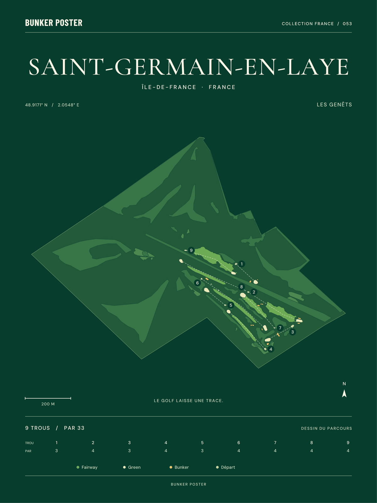 Affiche de Saint-Germain-en-Laye — Les Genêts — Vert club — 30 × 40 cm