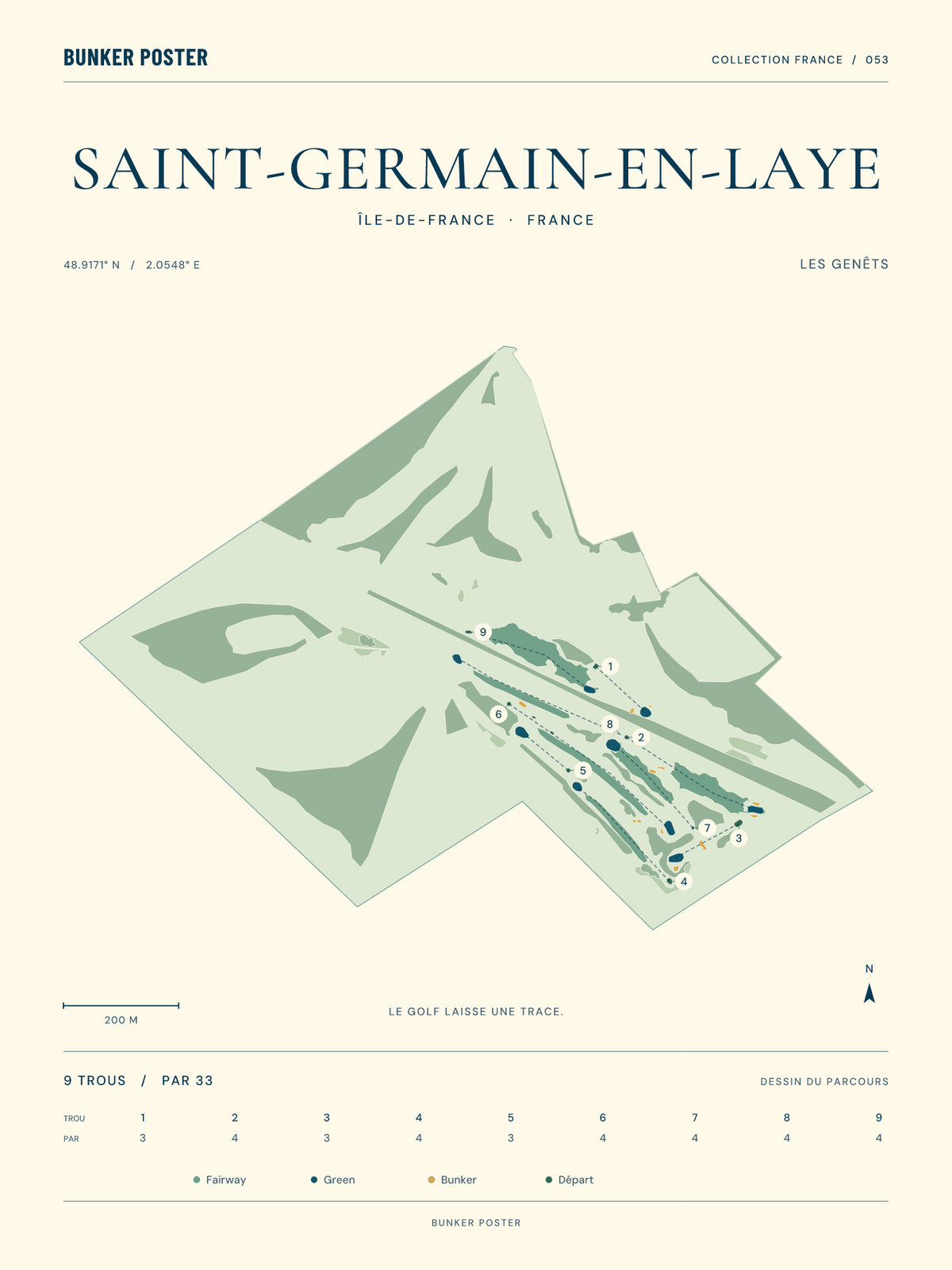 Affiche de Saint-Germain-en-Laye — Les Genêts — Marine sur sable — 30 × 40 cm